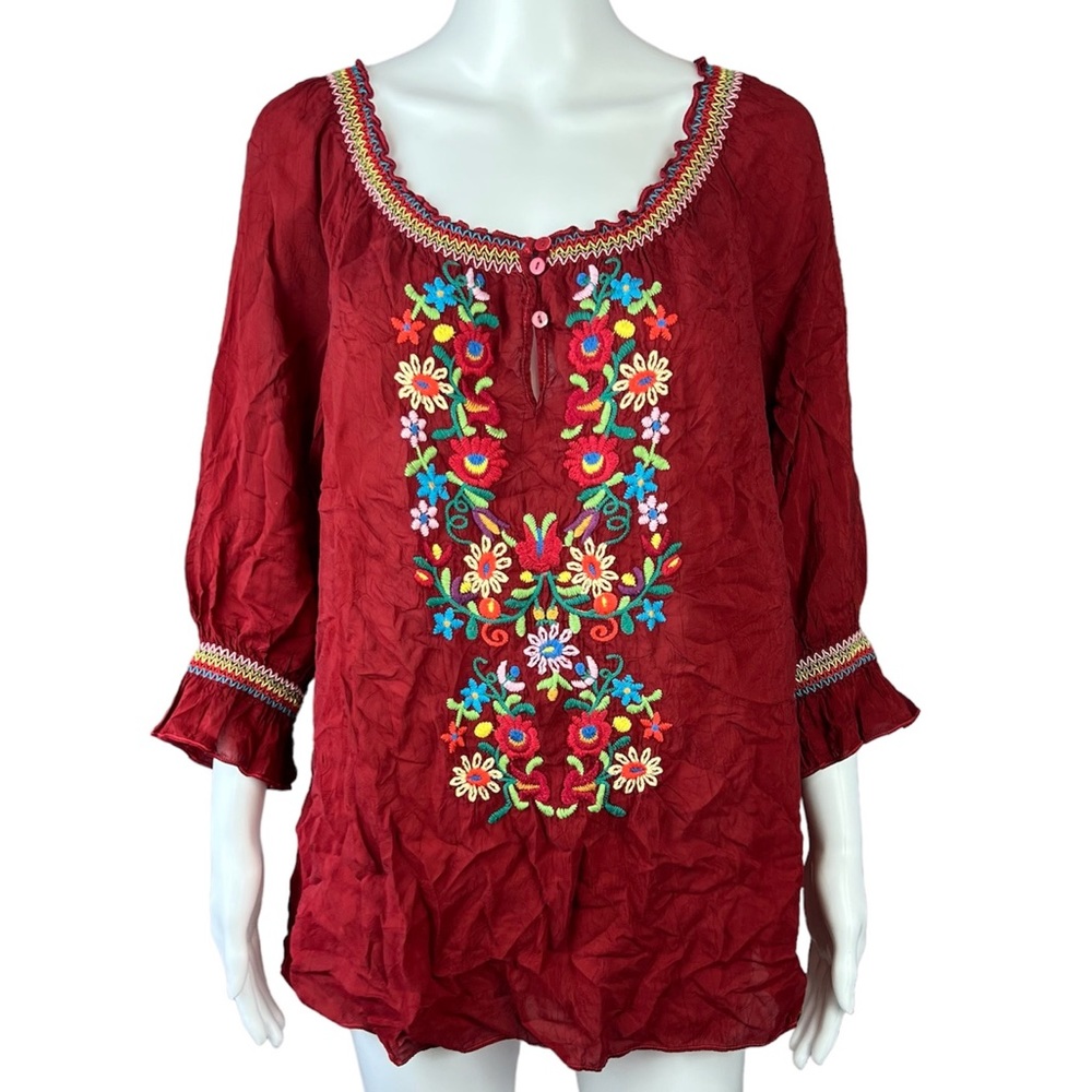 Johnny Was Cupro Floral Tunic Top